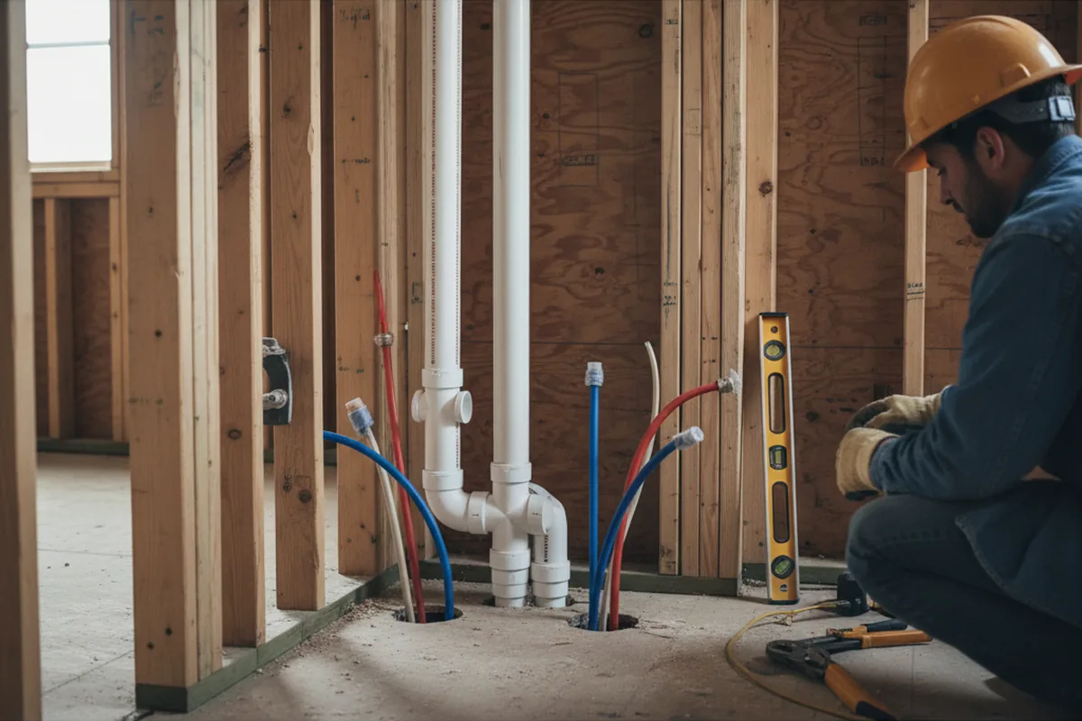 Drain and supply rough-in during Garbage Disposal Repair in Marston